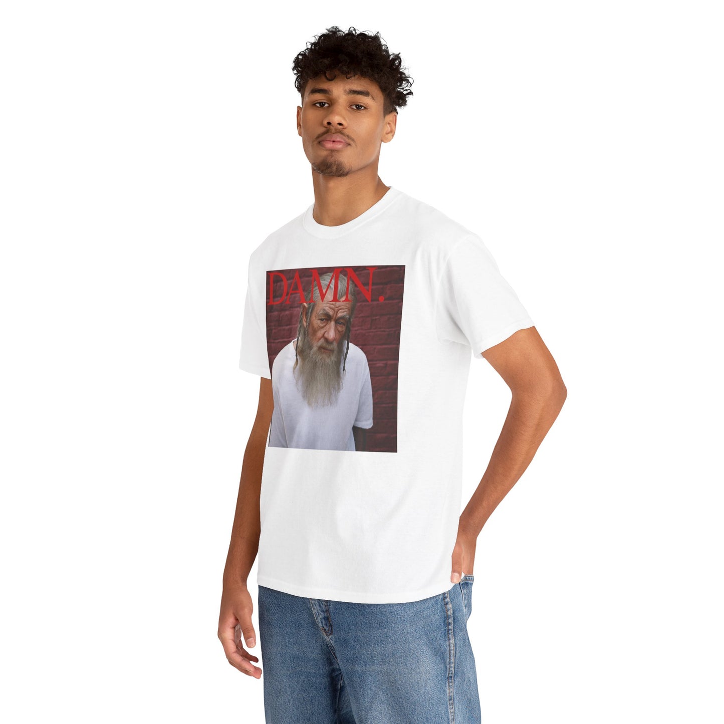 Damn | Gandalf Graphic Unisex Heavy Cotton Tee, Casual Streetwear, Comfortable Everyday Wear, Trendy Gift, Statement Tee, Hip-Hop Style
